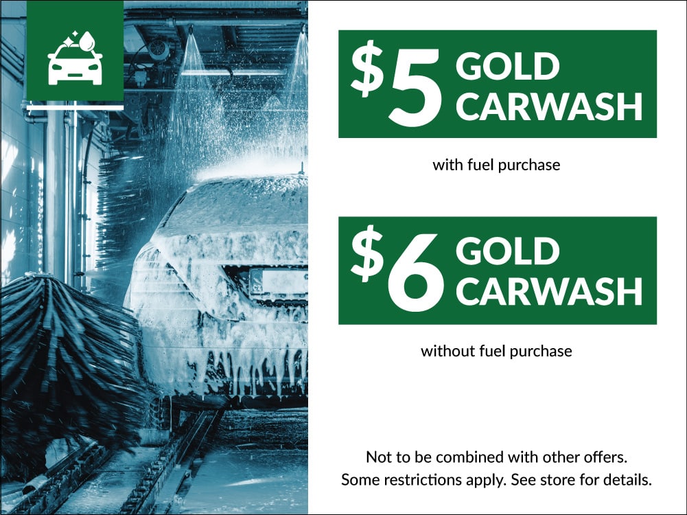 Coupon for $5 Gold carwash with fuel purchase