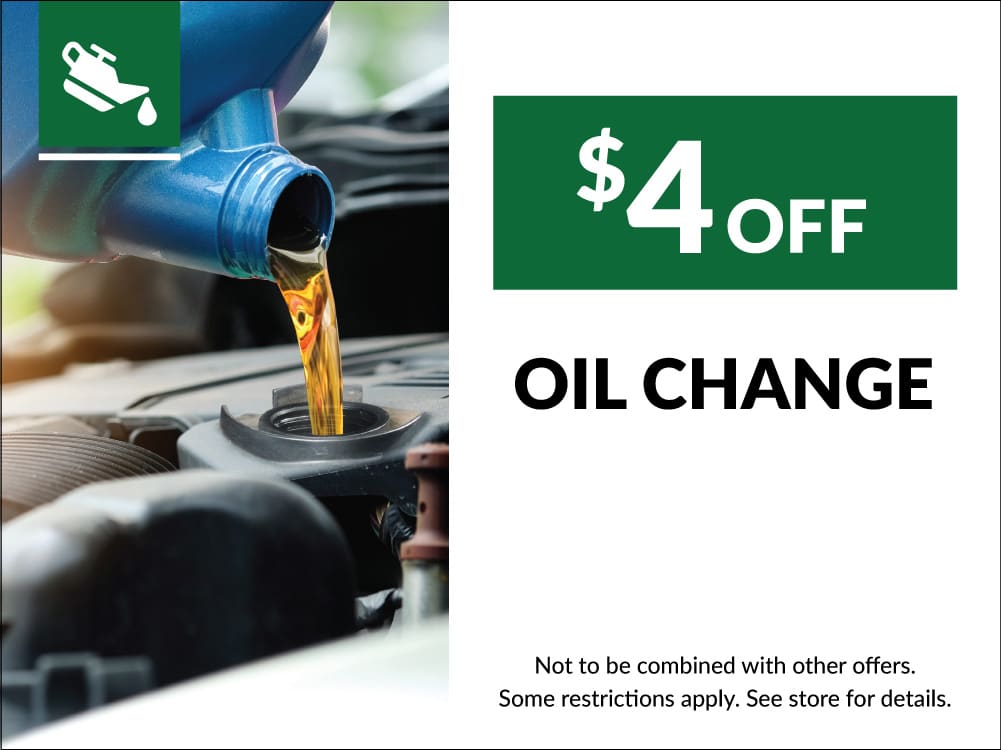 Coupon for $4 off an oil change