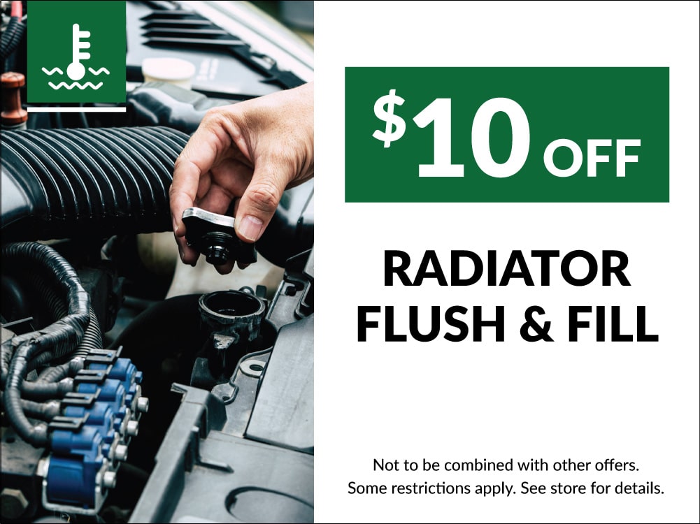 Coupon for $10 off a radiator flush & fill